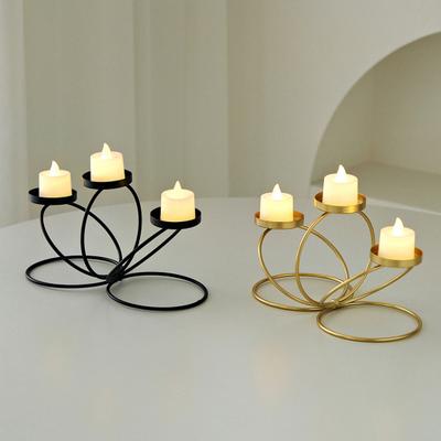 Żeliwny Świecznik Dekoracja Dom Biuro Salon 3-ramienny Świecznik Metalowy Stojak na Świeczki Tealight Ozdoba Centralna na Stół Jadalny