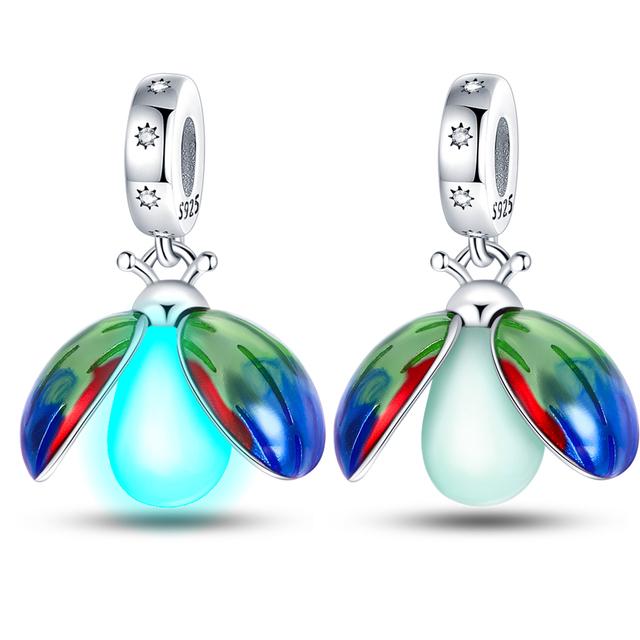 Fashion 925 Sterling Silver Luminous Change Color Animal Star Charms Beads Pendant Fit Necklace Bracelet Jewelry Women