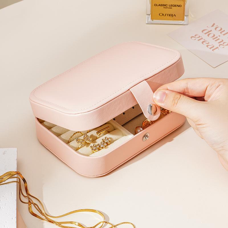 1 stücke Leder Tragbare Schmuck Box Reise Schmuck Halter Organizer Lagerung Display Ohrringe Ring Halskette Ständer Für Schmuck