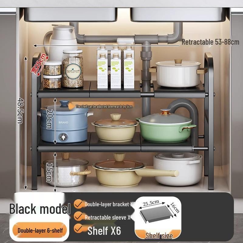 Organisateur de cuisine rétractable sous évier et support à casseroles