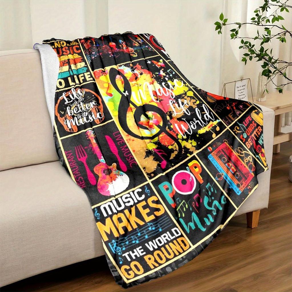 Musical Note Blanket Soft Warm Throw Blanket Nap Blanket For Couch Sofa Office Bed Camping Travel Multipurpose Gift Blanket For All Season