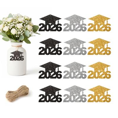 2026 Graduation Decorations Graduation Party Table Centerpiece with Hanging Cards & Decorative Toppers Ceremony Theme Decor Set