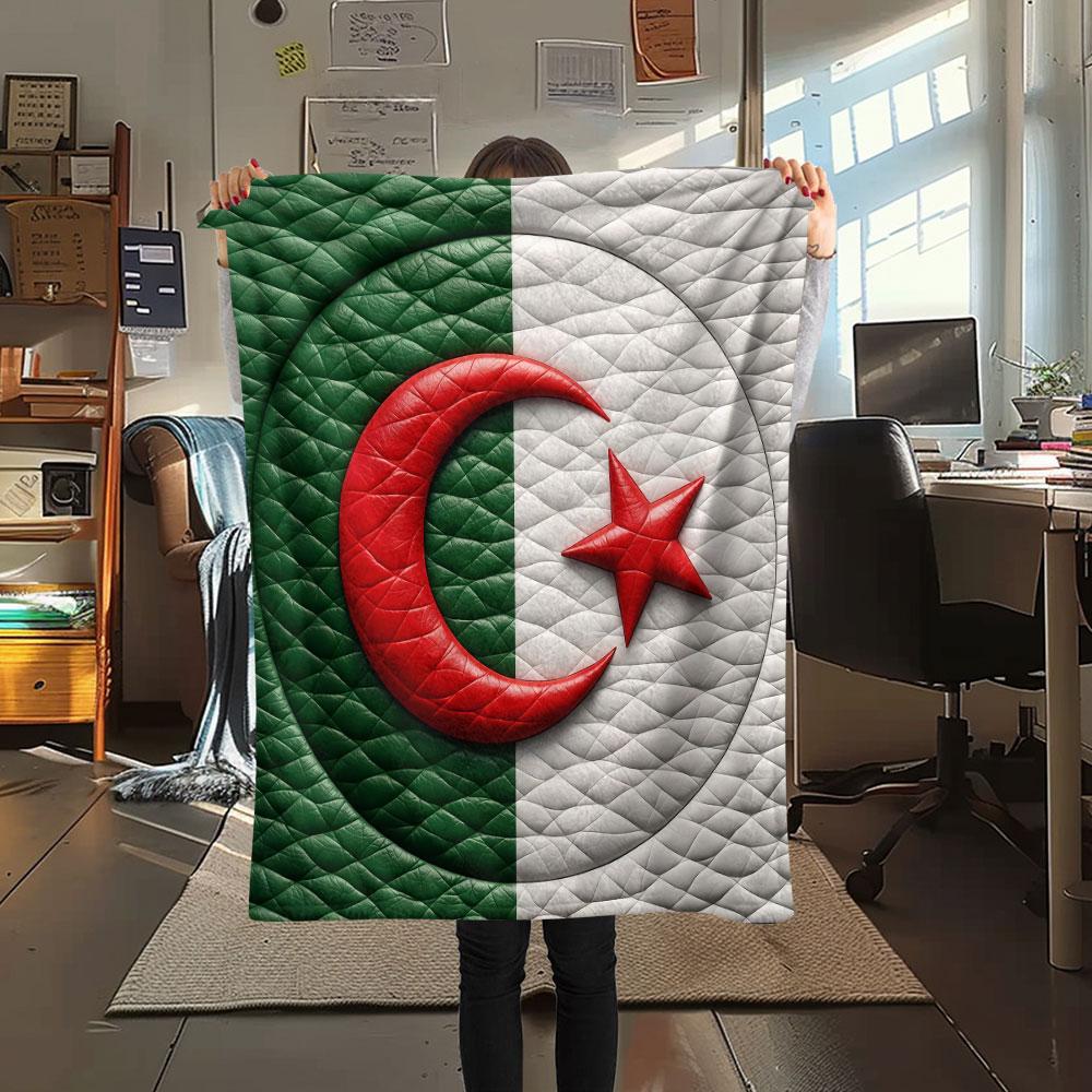 1PC Algeria National Football Team Patterned Flannel Blanket Suitable For All Seasons for Home Decor Warmth and Comfort Gifts Holiday Present