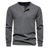 Waffle Henley T-Shirt Men Long Sleeve Basic Breathable Men's Tops Tee Shirts New Autumn Casual Solid Color Button T Shirts