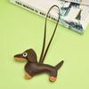 Custom Leather Keychain Cute Sausage Dog Laser Personalize Number Cartoon Puppy Kering Car Key Chain Ring for Couple