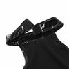 Set Top Corto da Donna in Pelle Verniciata con Busto Aperto e Slip con Cavallo Aperto