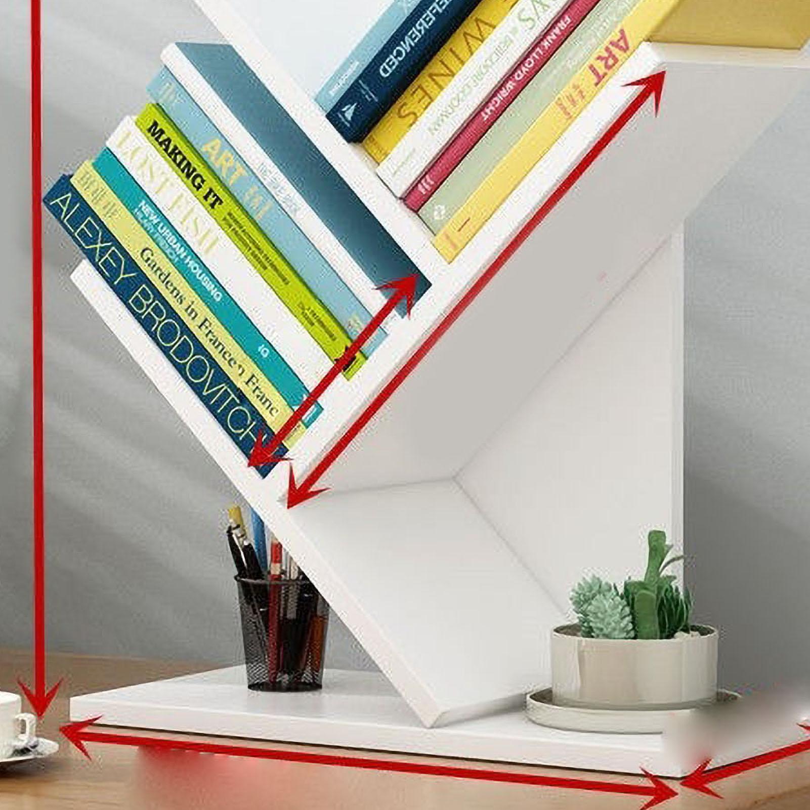 

Деревянный книжный шкаф из массива дерева, оригинальный 3-ярусный органайзер для хранения книг, экономящий место, полки для офиса, дома, школы, белый белый