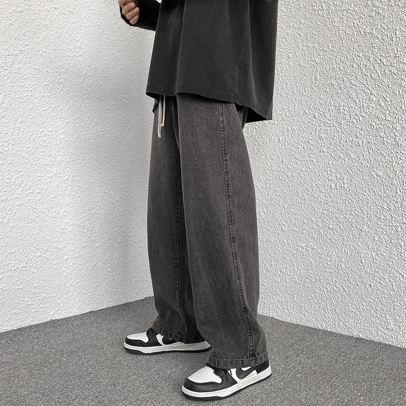 Men S Loose Straight Leg Black Denim Jeans Casual Long Pants