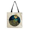 Damen Vintage Leinen-Tragetasche - Große Kapazität mit Aufdruck Schulter-Handtasche für Freizeit & Lebensmitteleinkauf KTB