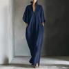Women's 3/4 Sleeve Stand Collar Robe with Front Zipper Slit Hem Loose Fit Ankle Length Duster Multi Colors