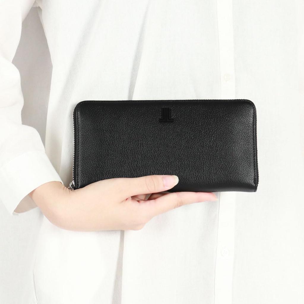 on Carillon Round Long Wallet 484250 Black [Lanvin Bleu] Women's