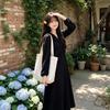 Spring and Summer New Waist and Thin Long-sleeved Kink Bubble Sleeve V-neck Dress