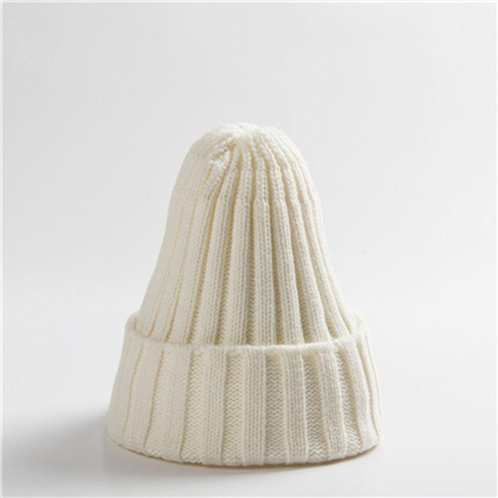 Autumn and Winter Hat Trend Knitted Solid Edge Curl Colored Woolen Men and Women Ear Protection Warm Fitting Hood