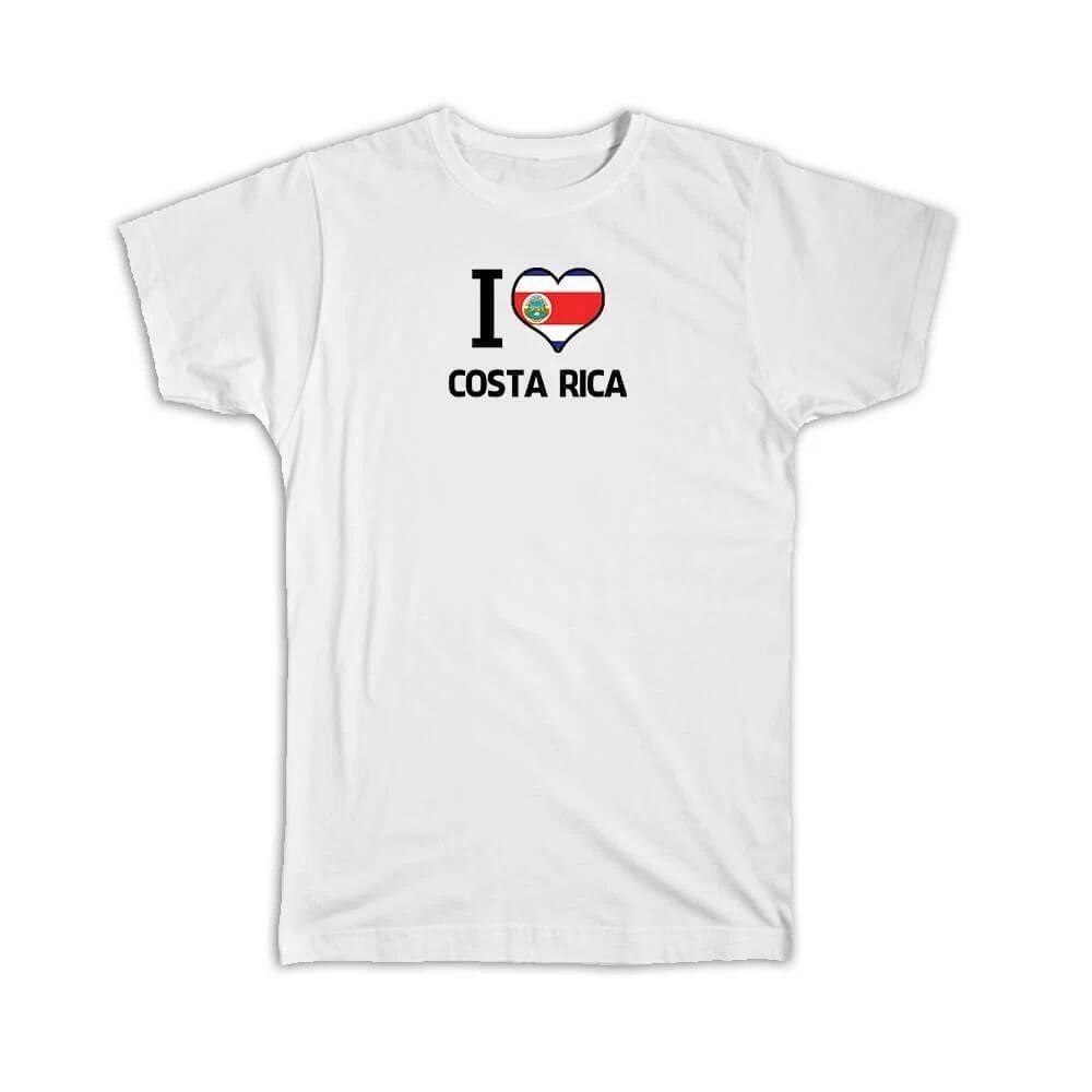 Gift T-Shirt : I Love Costa Rica Flag Heart Country Crest Rican Expat L