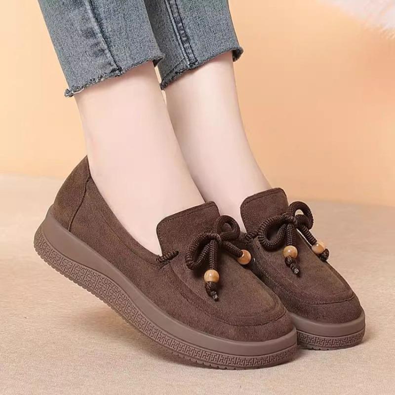 

Autumn new women s round head comfortable flat bottom fashion versatile casual non-slip women s shoes 40 коричневый
