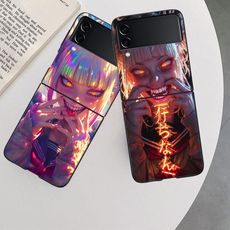Himiko Toga Anime Phone Case For Samsung Z Flip 7 6 5G Galaxy Z Flip 5 4 3 Black Hard Cell Cover Luxury PC Shell Coque