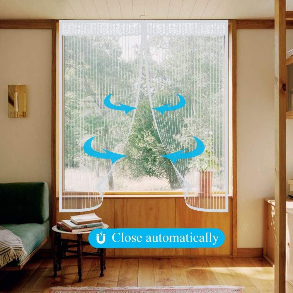 120x150cm Closure Mesh Screen Magnets Curtain Striped Magnetic Mosquito Proof Screen Window Magnetic Suction Curtain