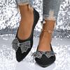 Fashion 2025 New Slip On Pointed Toe Women's Flat Shoes Outdoor Crystal Bow Tie Shallow Flats Plus Size Comfortable Casual Walking Shoes