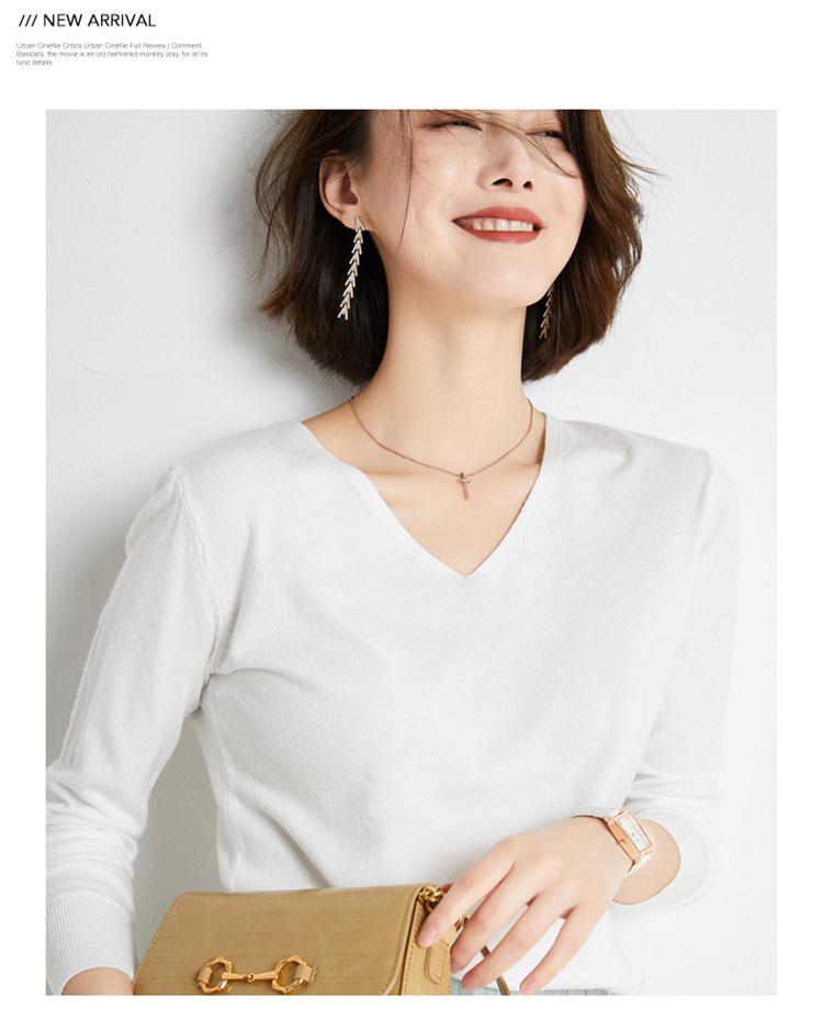 Women's Early Autumn V-Neck Long-Sleeve Loose Pullover Sweater