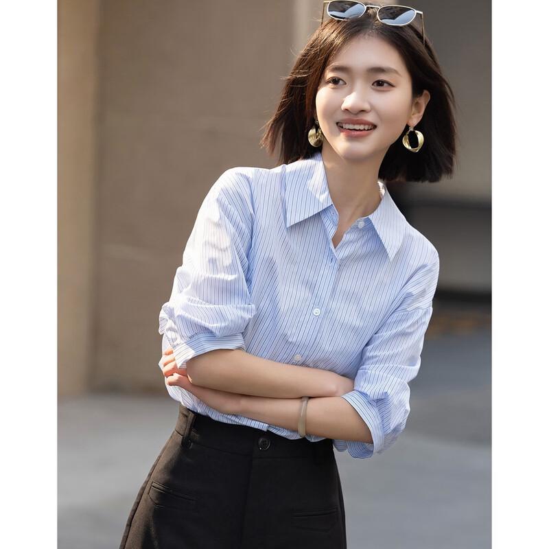 Women's Cloud Cotton Striped Lapel Shirt
