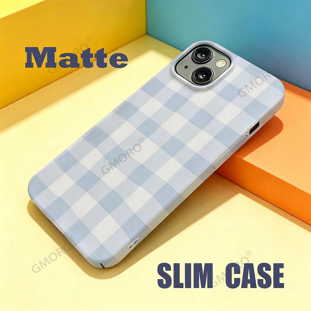 Best-selling minimalist light blue checkered phone case, iPhone 16 fresh and fresh Apple 17 Pro film protective case