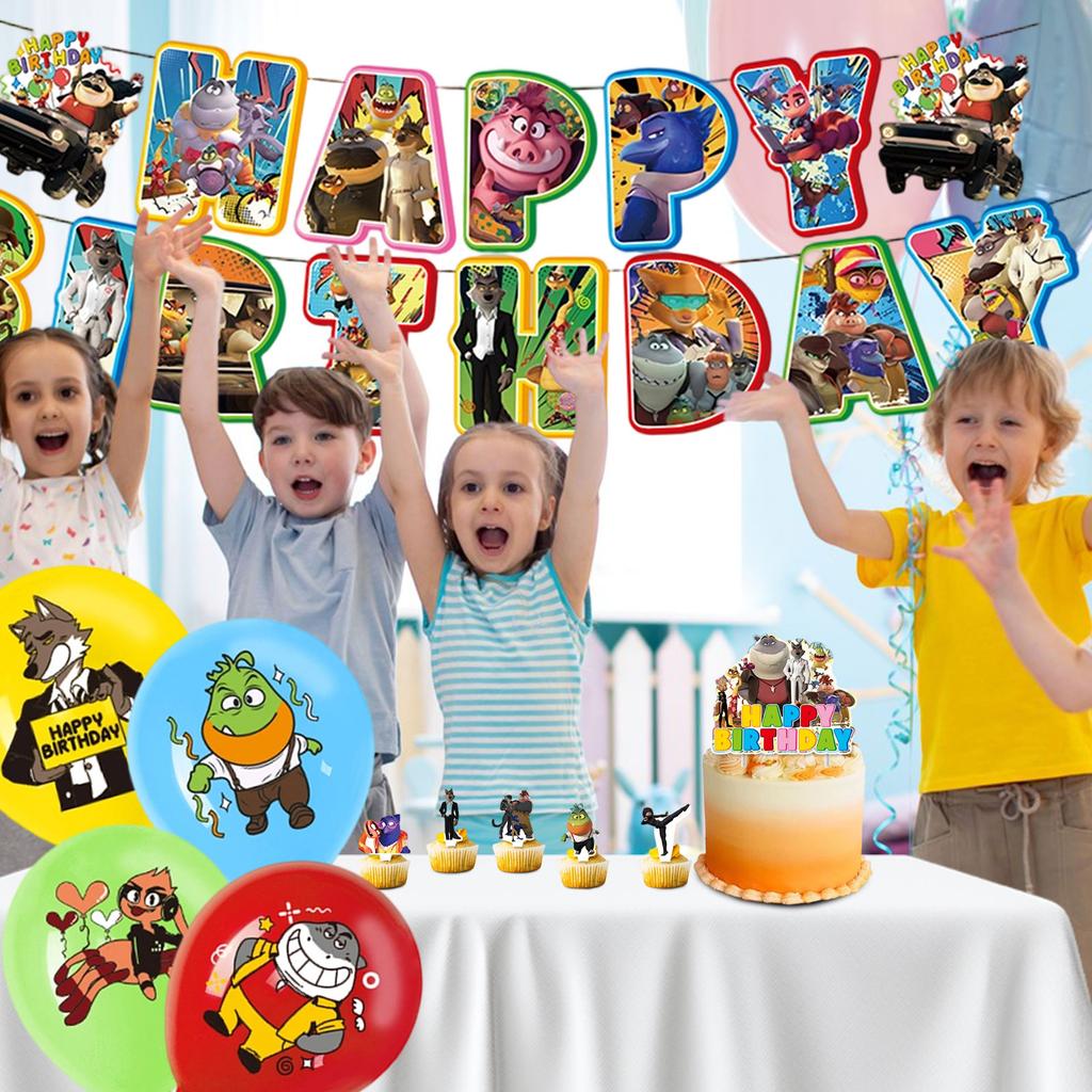 Themed Birthday Party Decoration Birthday Flag Cake With Hanging Arrangement