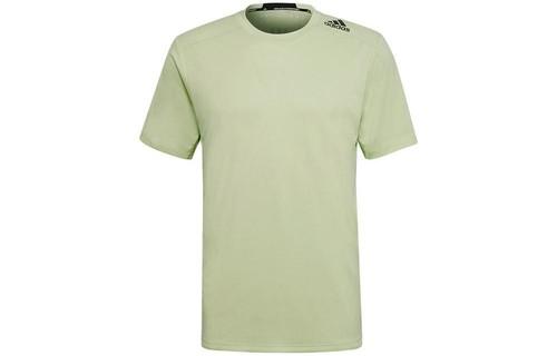 adidas Solid Color Logo Print Crew Neck T-Shirt M зелёный