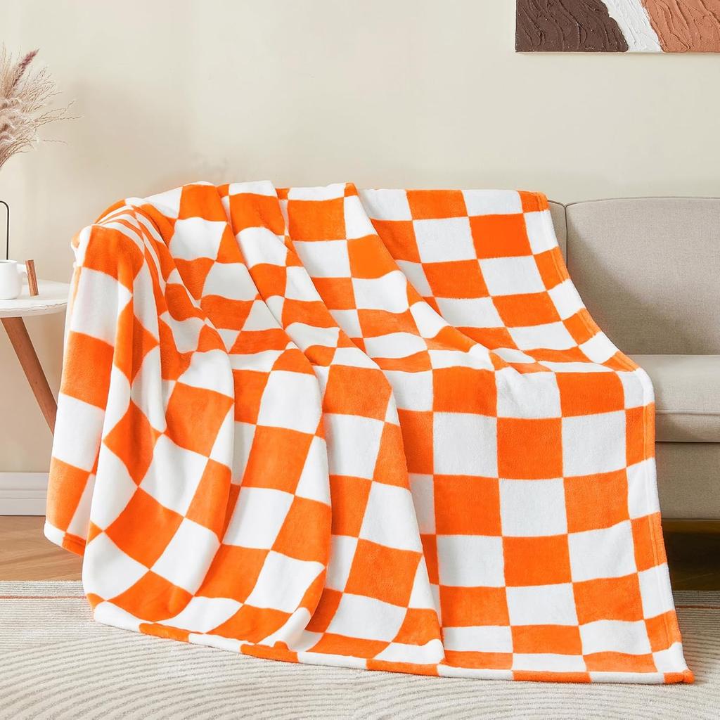 1PC Blanket for Couch Sofa Bed Plaid Decor Black White Checkered Blanket Cozy Fuzzy Soft Lightweight Warm Blankets  All Seasons