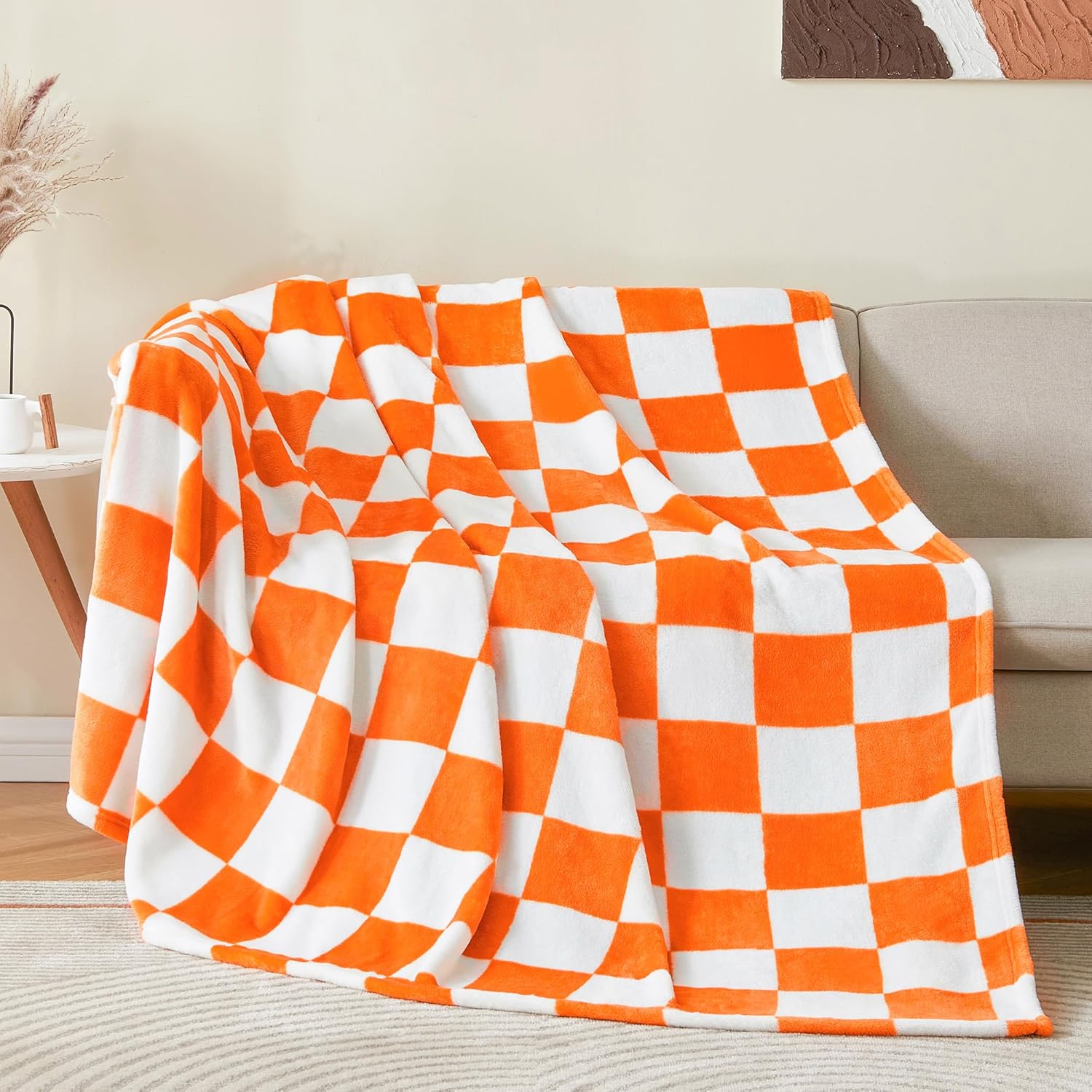 

1PC Blanket for Couch Sofa Bed Plaid Decor Black White Checkered Blanket Cozy Fuzzy Soft Lightweight Warm Blankets All Seasons 75cmx90cm