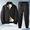 Autumn and Winter New Men's Warm Three-piece Set Stand-up Collar Lamb Wool Vest Jacket Ultrasonic Cotton Pants