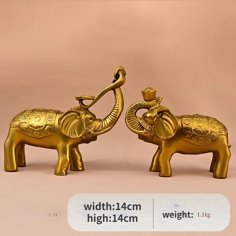 1pairs Copper Lucky Animal Elephant Ornament Yuanbao Ruyi Water Absorbing Home Office Miniatures