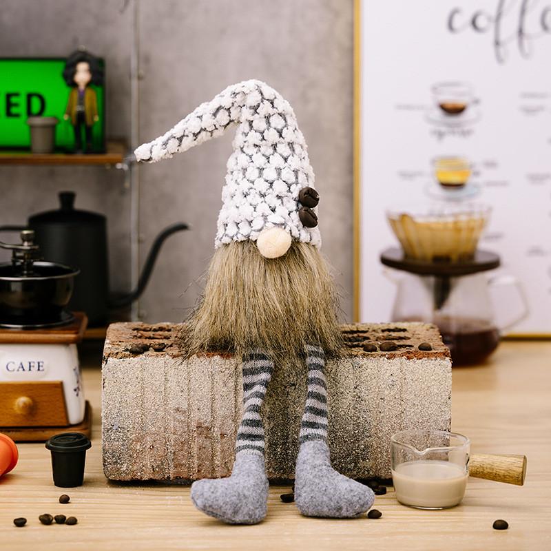 Leg Hanging Enchanting Coffee Gnome Character In Soft Polyester For Styling Home