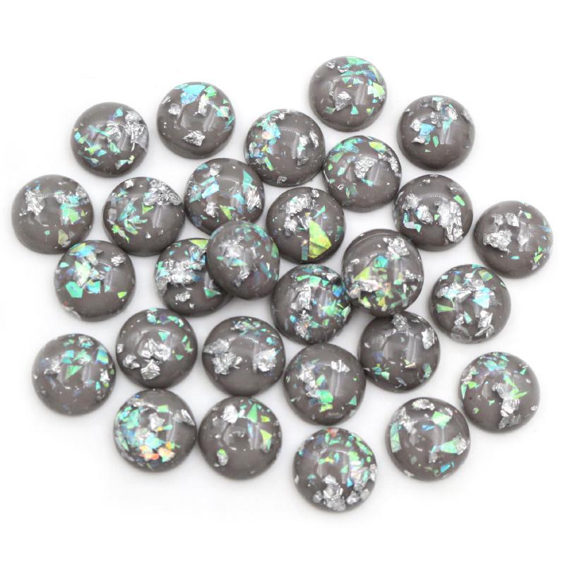 40 Stück 8mm 10mm 12mm Runde Eingebettete Metallfolie Flache Rückseite Harz Cabochons Kuppel DIY Ohrringe Schmuckherstellung Zubehör Fundstücke