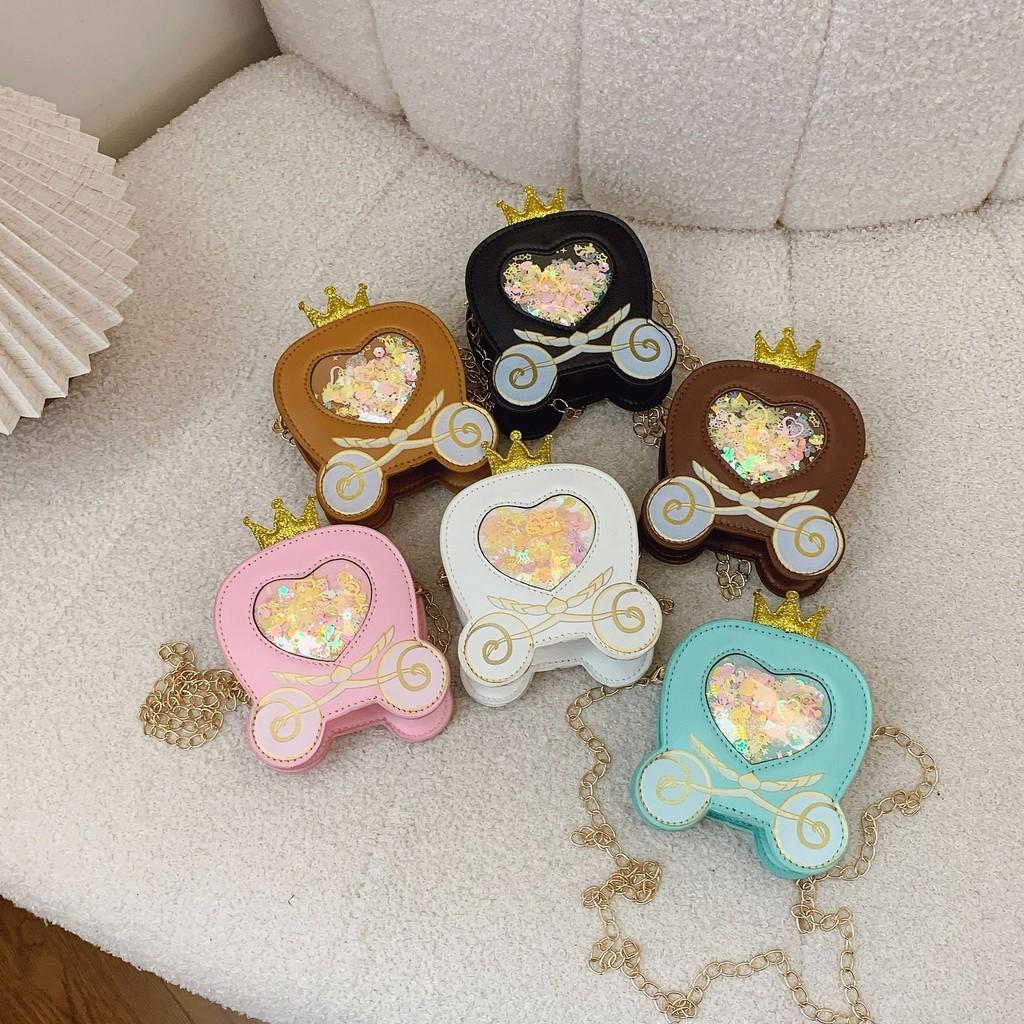 Cute Childrens Crown Princess Shoulder Bag With Girl Sequins For Dailys Use
