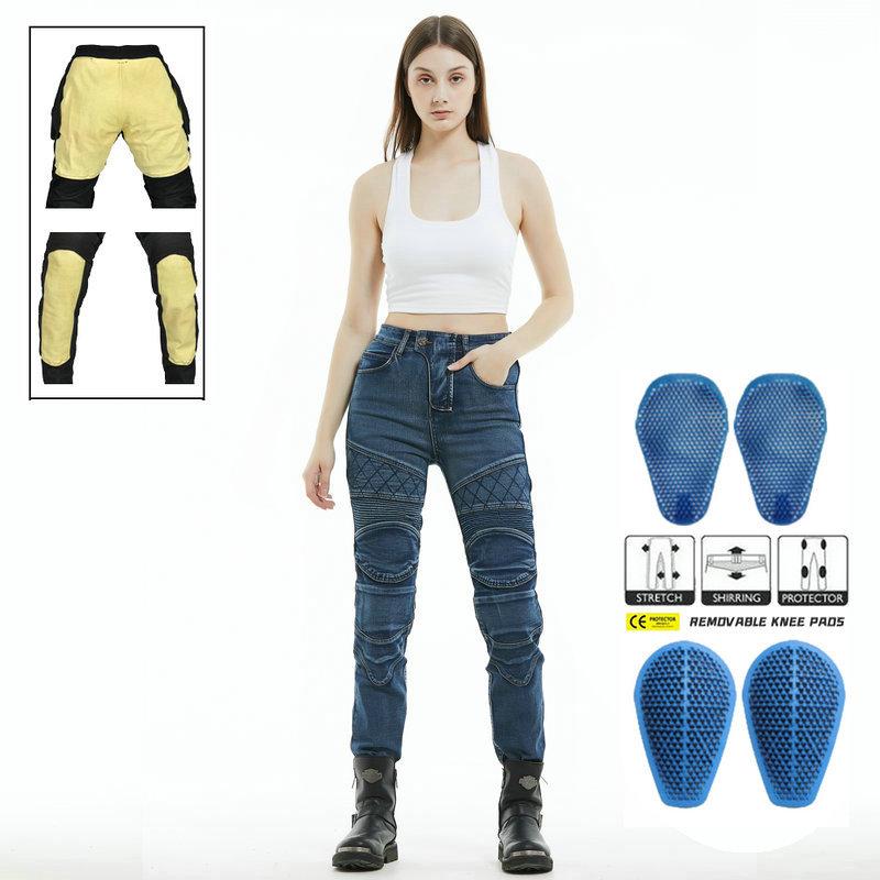 

LOONG+BIKER Motorcycle Jeans For Female Riders+Kevlar Motorcycle Drop Pants Silicone Protective Gear