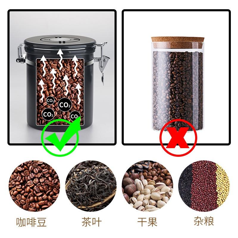 1.8L Coffee Canister Stainless Steel Coffee Bean Vacuum Sealed Tank with Date Tracker Coffee Bean Tea Nut Storage Sealed Cans