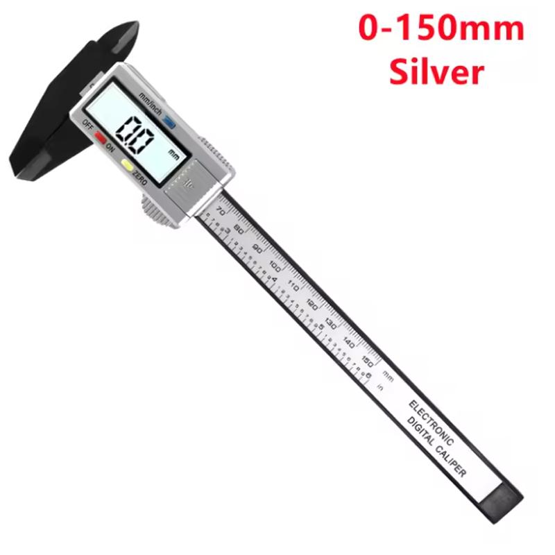 Plastic calipers, digital display calipers. Measurement and design tools, home tools. Battery-powered (battery not included