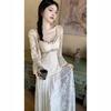 High-end Ethnic Style Heavy Industry Lace Splicing Skirt New Summer Hollow Fringed Suspender Beautiful Dress