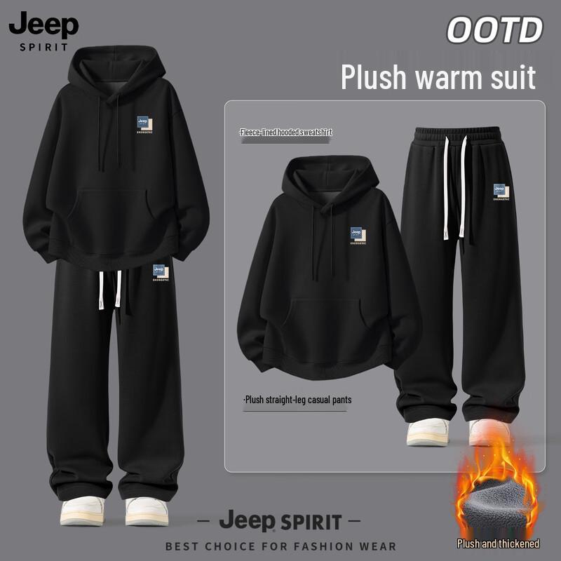 Мужской флисовый комплект: толстовка с капюшоном и прямые брюки JEEP SPIRIT L