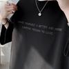 O-Neck 3/4 Sleeve Men T-shirt Ice Silk Thin Moisture Wicking Oversized Letter Print Tee Shirt Daily Clothing