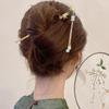 Hanfu Hair Stick Chinese Style Floral Women Hairpins Beads Tassel Decor Hair Fork Medium To Thick Hair Bun Accessories