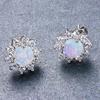 Glänzende runde Faux-Opal-Kronenform-Charm-Ohrstecker für Damen, Party, Schmuck, Geschenk