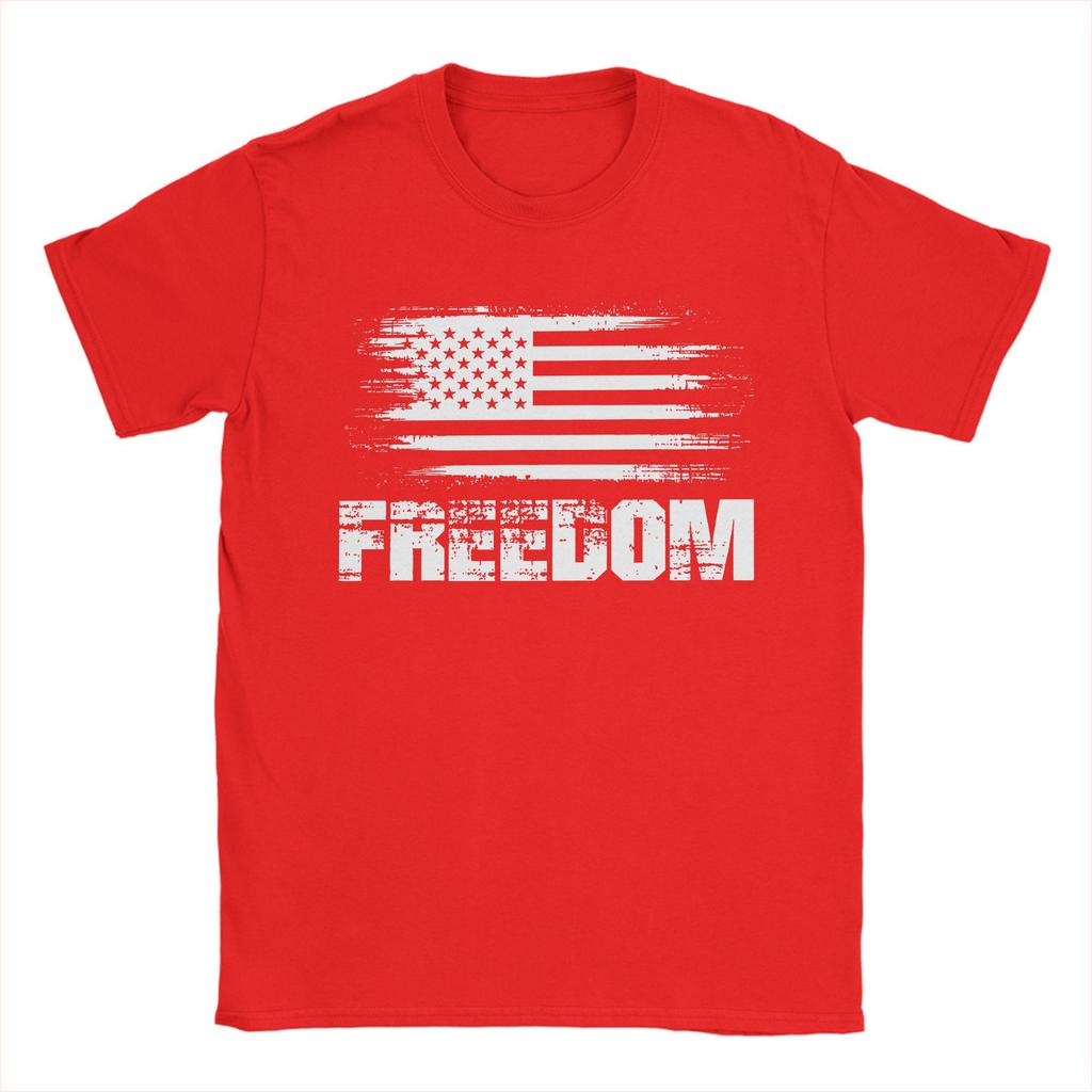 Harajuku T-Shirt Summer Freedom Novelty T-Shirts Charlie Kirk Pure Cotton Tshirt for Men Y2K Funny Plus Size Short Sleeve Tees