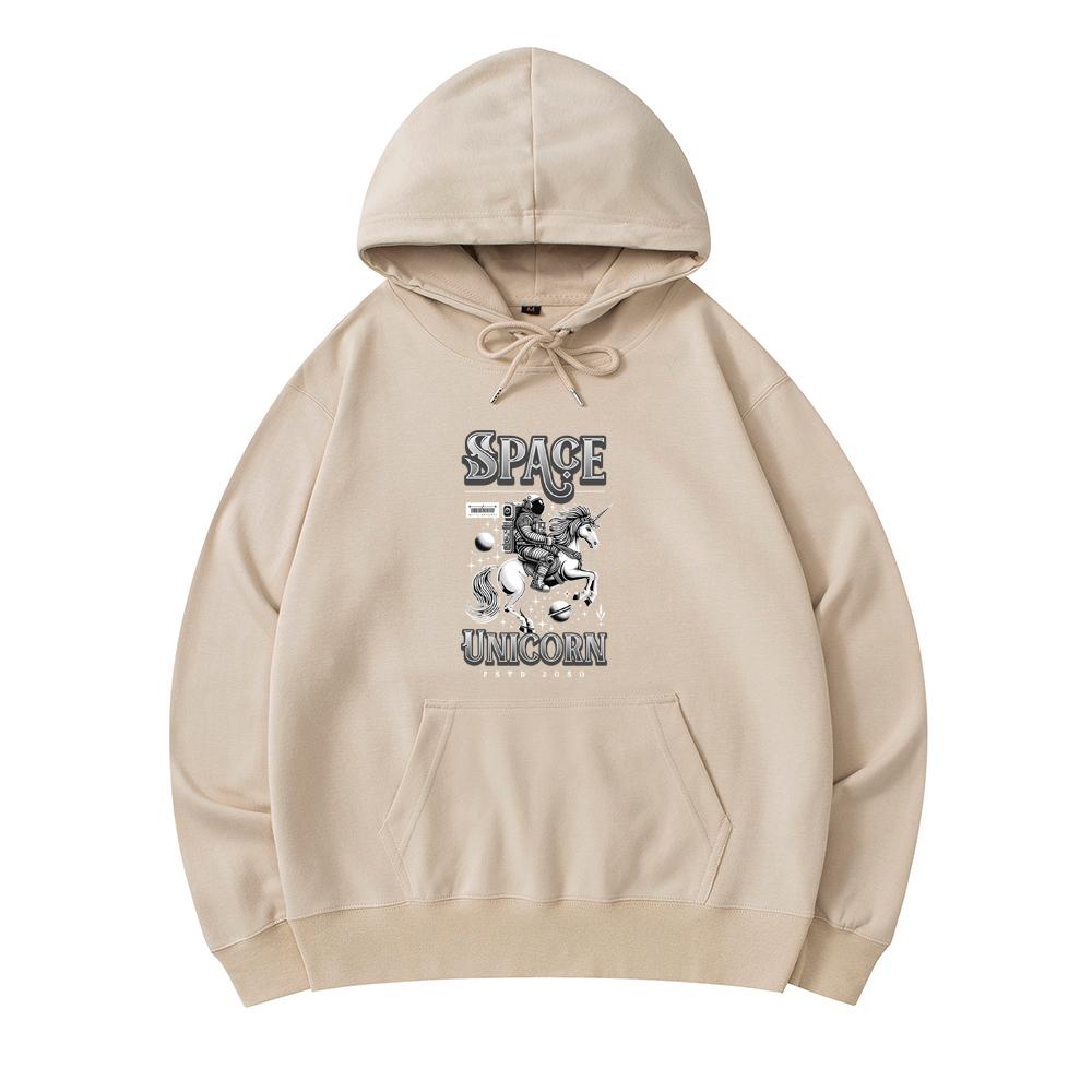 

300 GSM Men s Cotton Hoodies Space Unicorn Print Premium Cotton Sweatshirt XS армия зеленый