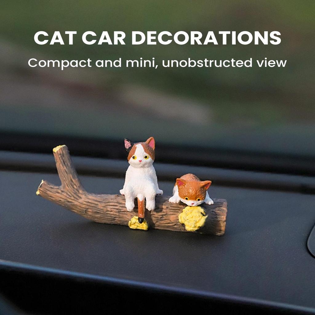 12pcs Cute Desktop Ornament Adorable Mini Resin Cat Model Car Dashboard decorativeOrnaments For Cars Trailer RV Truck Automotive