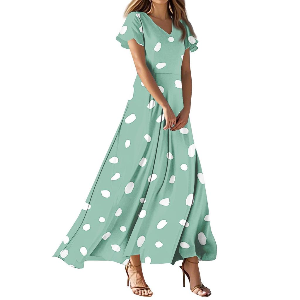 Dresses For Women Summer Casual Button Up V-neck Short Sleeve Wear To Work Dresses