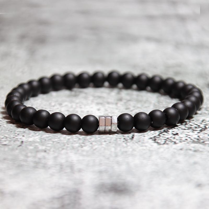 New 3 Styles Beaded Bracelet For Men 6mm Onyx Map Hematite Stone Yoga Meditation Healing Braslet Erkek Bileklik Pulseria Hombre