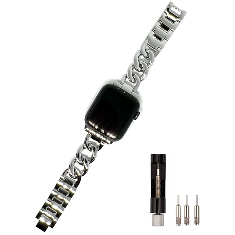 

[Royce&Roland] Compatible product/substitute product chain band With frame adjuster (44mm 45mm 46mm 49mm) Fashionable clock band belt/silver