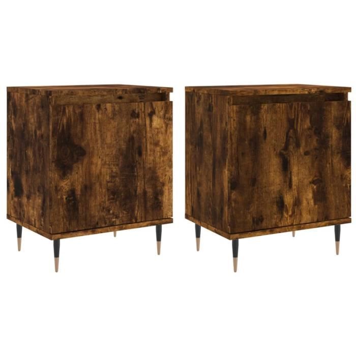 VidaXL Tables de chevet 2 pcs chêne fumé 40x30x50 cm bois d'ingénierie 826823