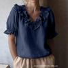 Summer New Solid Color Short Sleeve Shirt - Retro Short Sleeve Pullover Shirt